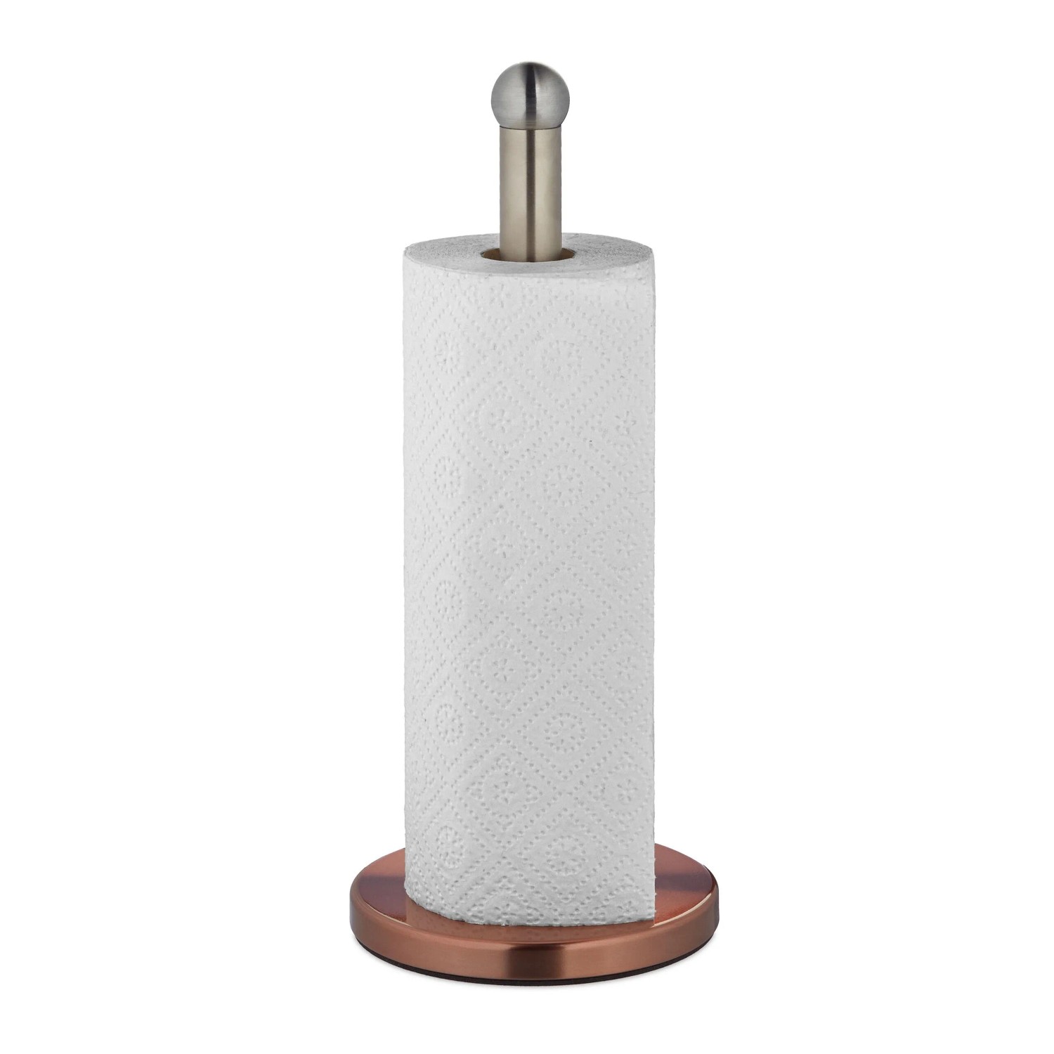Relaxdays Küchenrollenhalter Edelstahl Silber Bronze Freistehend 35 cm x 15 cm 0,6 kg