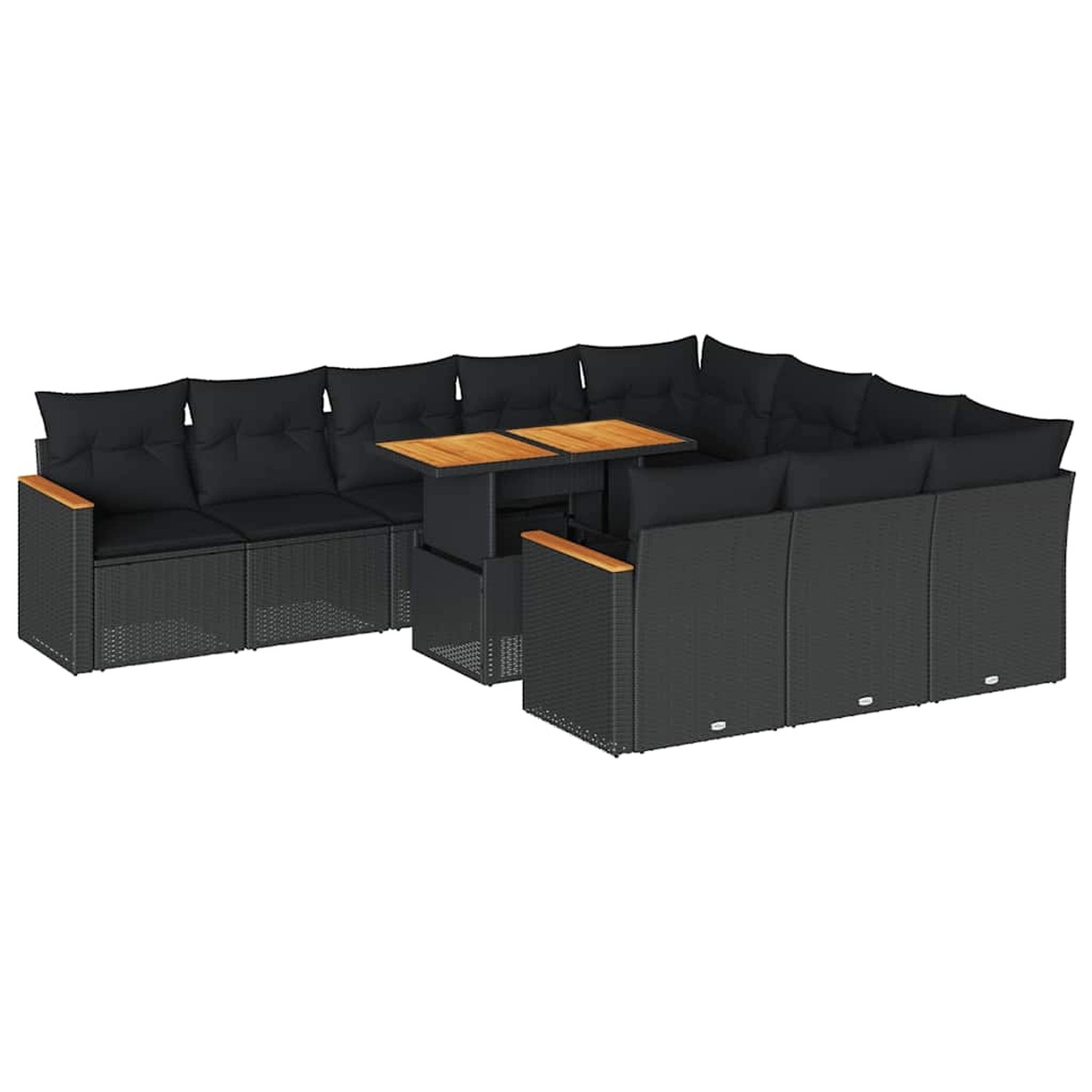 vidaXL 11-Tlg Garten-Sofagarnitur mit Kissen Schwarz Poly Rattan 3327534 günstig online kaufen