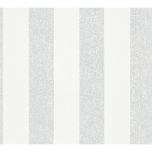 A.S. Création Vliestapete mit Streifen in Hellgrau und Weiß.