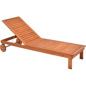 Merxx Sonnenliege 2er Set aus Holz mit verstellbarer Rückenlehne und Rädern.