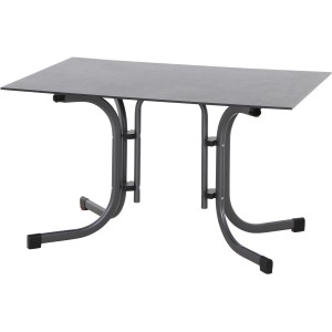 Rechteckiger, anthrazitfarbener Siena Garden Klapptisch Sola, 80x120 cm, ideal für den Garten.