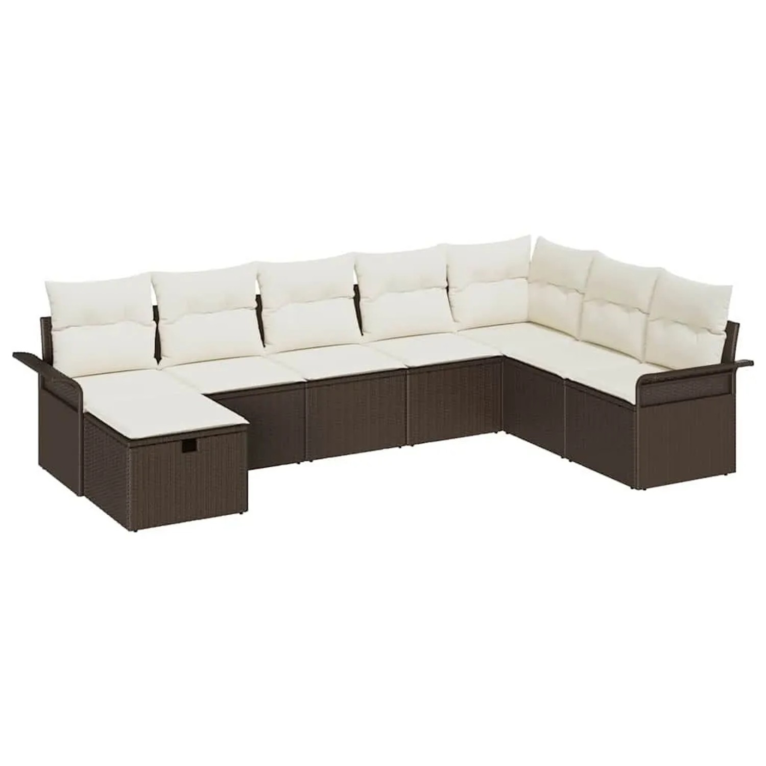 vidaXL Gartensofa-set mit Kissen 8-Tlg Braun und Creme Poly-Rattan 3358927 günstig online kaufen
