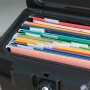 HMF Hängeregister 8er Set DIN A4, farbig sortiert mit Beschriftungsschildern in schwarzer Box. Für Ordnungssysteme.