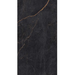Breuer Duschrückwand, seidenmatt, Marmor Schwarz-Kupfer, 100x255 cm.