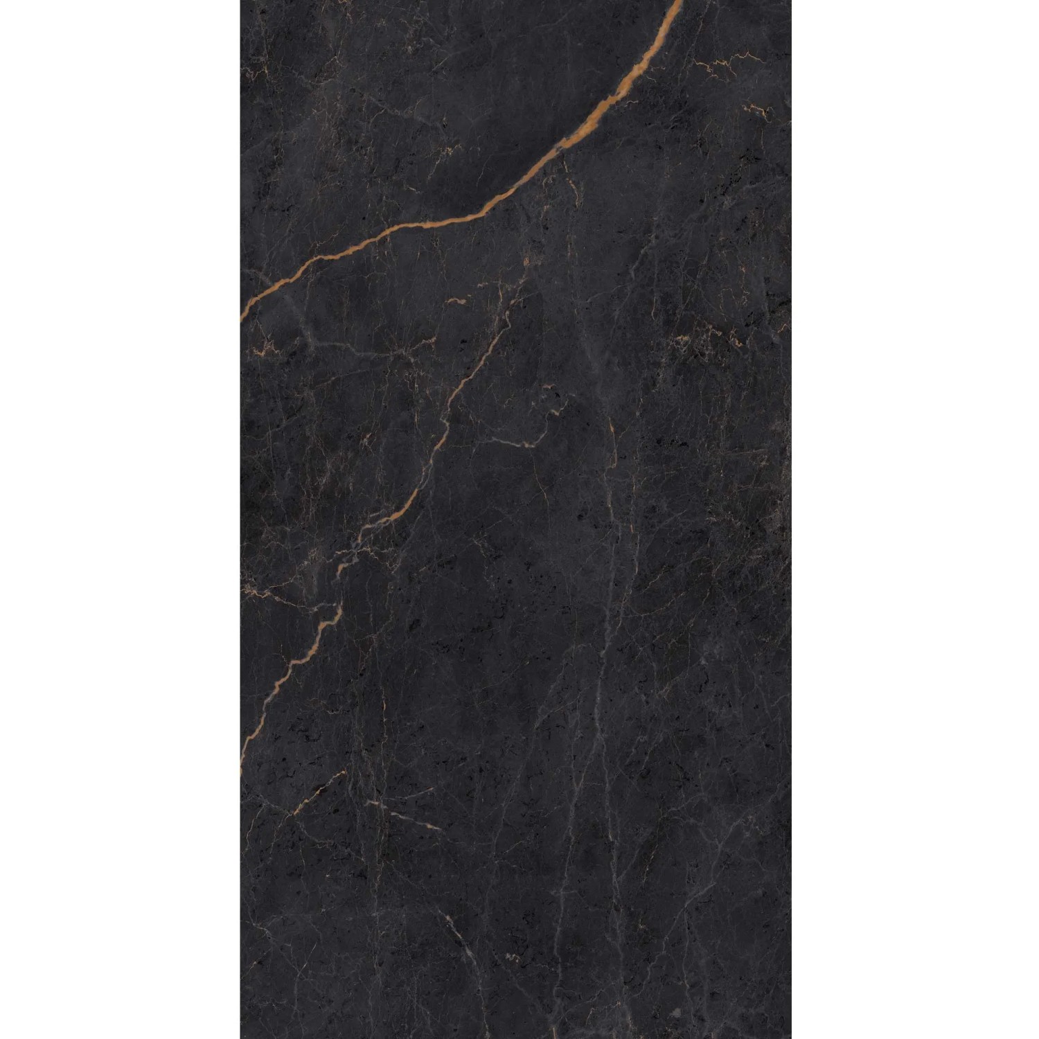 Breuer Duschrückwand, seidenmatt, Marmor Schwarz-Kupfer, 100x255 cm.