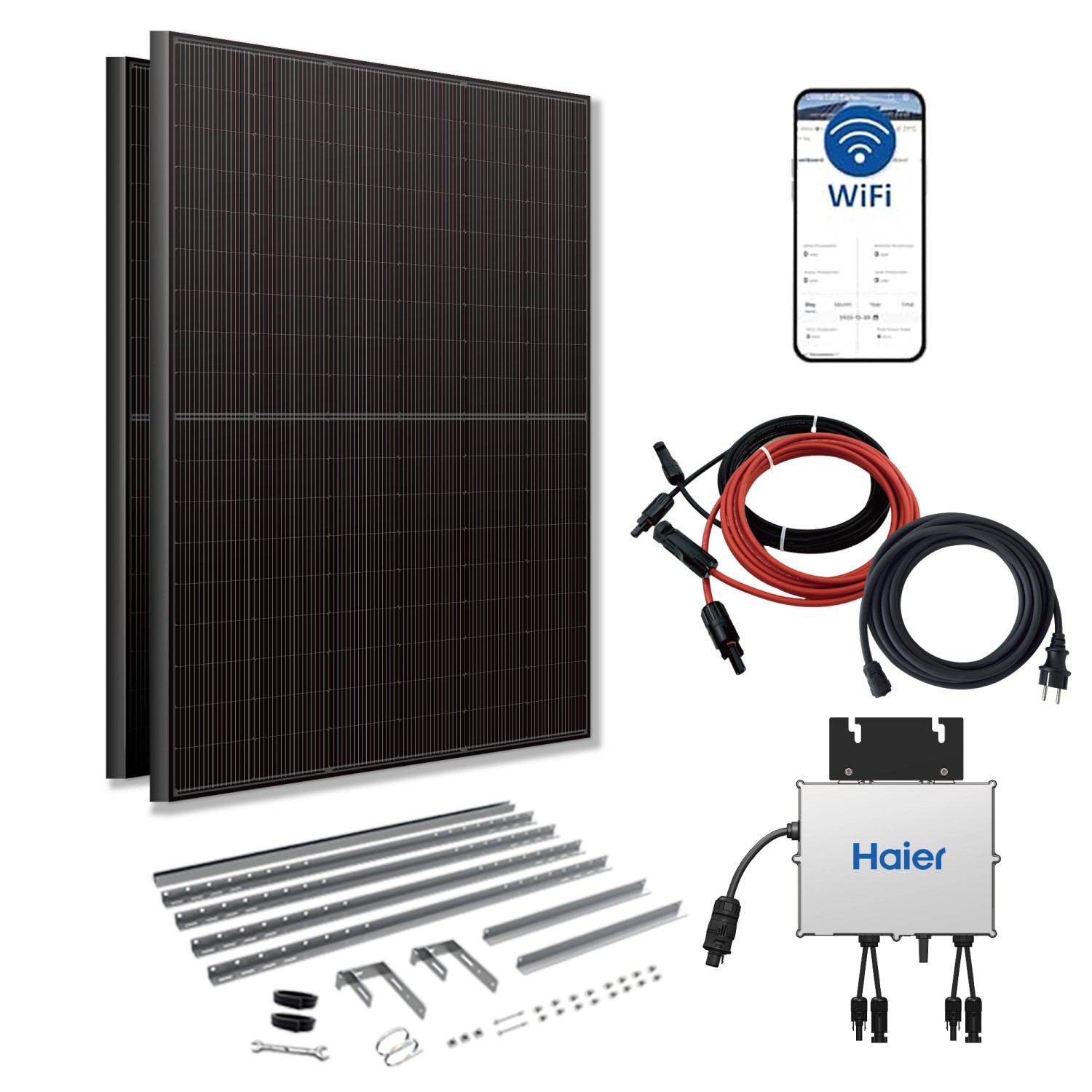 Haier Balkonkraftwerk Lumenia HMK1P-800D mit Balkonhalterung 800 W