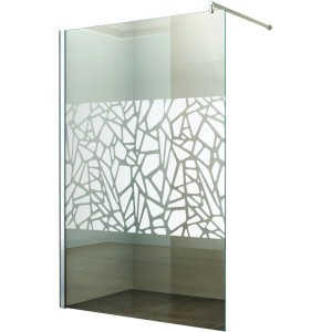 Begehbare Duschabtrennung mit Muster, 160x200cm, aus Glas mit Stabilisierungsstange.