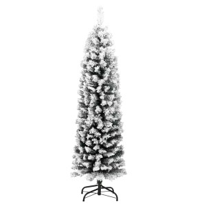vidaXL Künstlicher Weihnachtsbaum Schlank mit Schnee Grün 150 cm PVC 320953