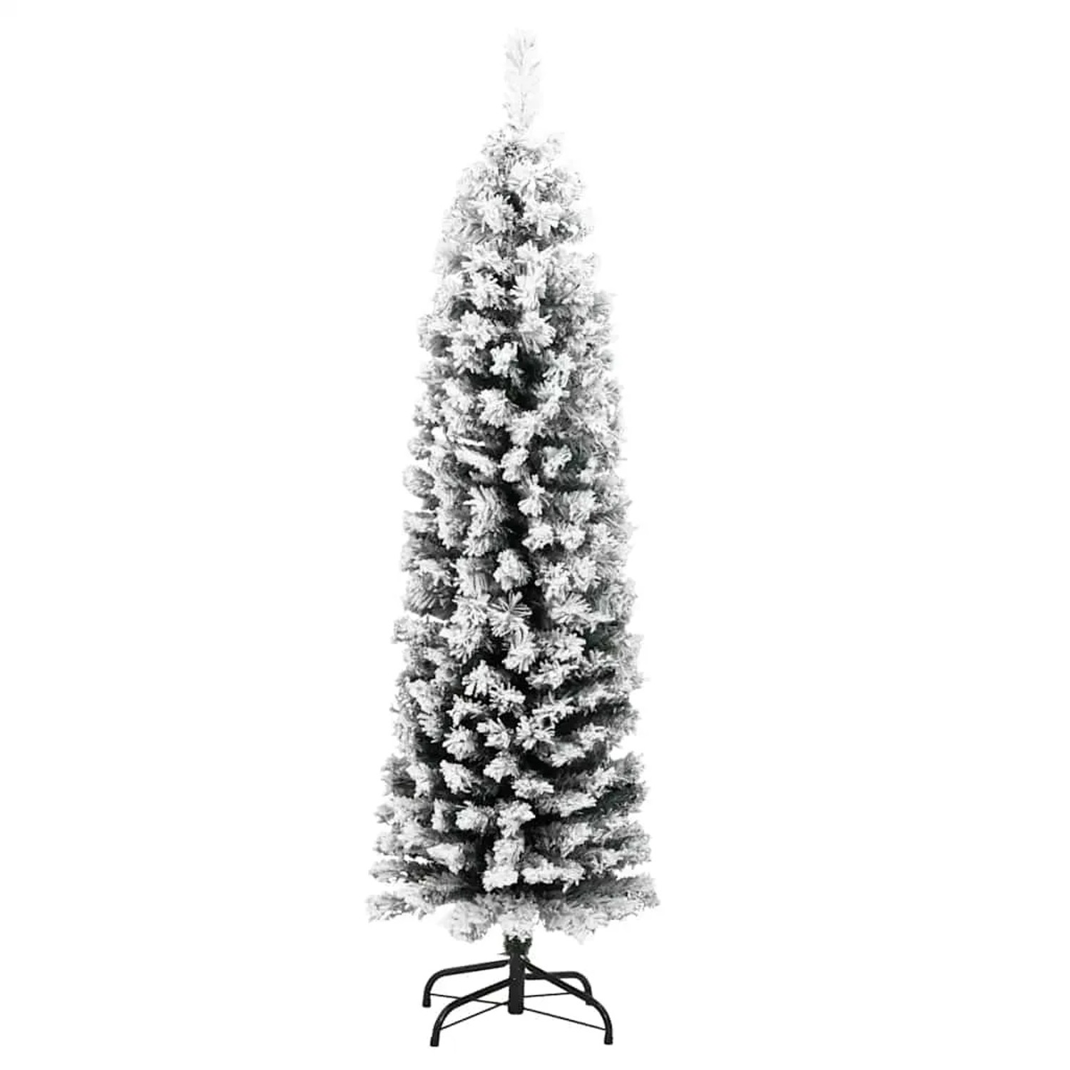 vidaXL Künstlicher Weihnachtsbaum Schlank mit Schnee Grün 150 cm PVC 320953