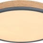 Runde LED-Deckenleuchte Doro, 45cm, Graphit/Holzoptik, dimmbar.