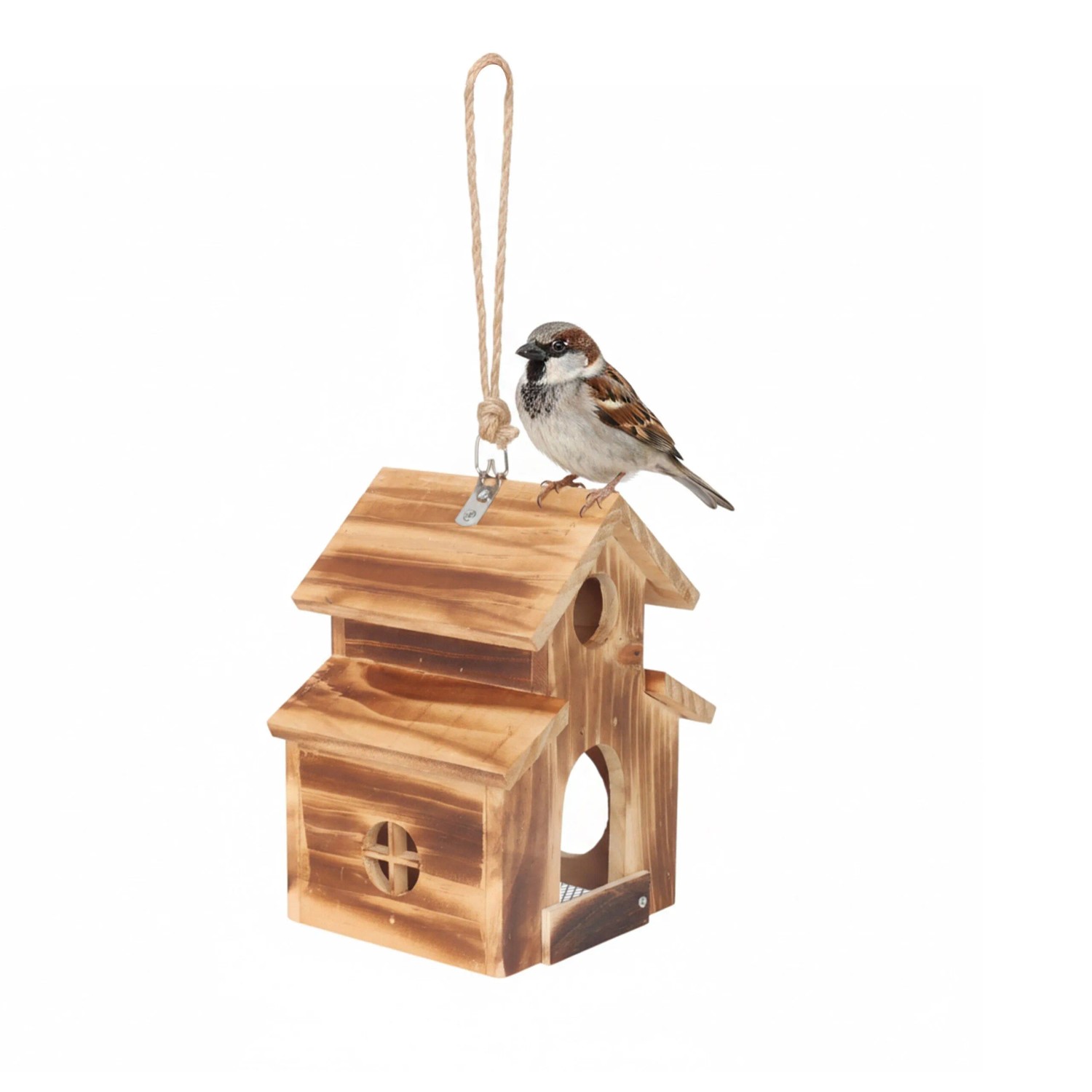 Relaxdays Vogelhaus Kiefernholz Braun Zum Aufhängen 21 cm x 16,5 cm x 14,5 cm