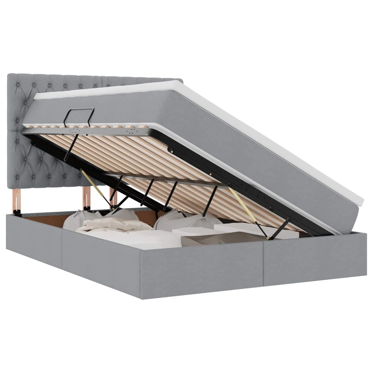 vidaXL Bett mit LED-Lichtleisten Hellgrau 140 x 190 cm Stoff 3372477