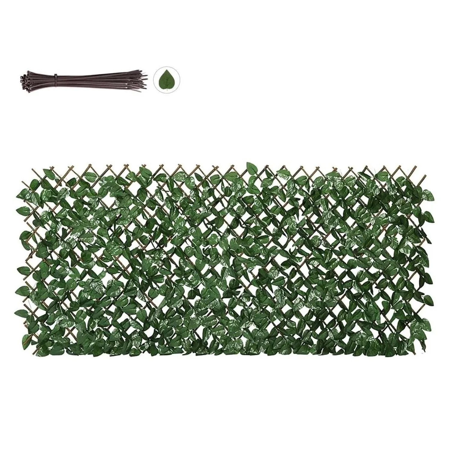 Sekey Efeu Sichtschutz mit Kabelbinder Künstliche Hecke Sichtschutz 100x200cm