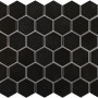 Mosaikmatte Castello Hexagon, Keramik, Schwarz, 32x28 cm. Detailansicht der Mosaikfliesen.
