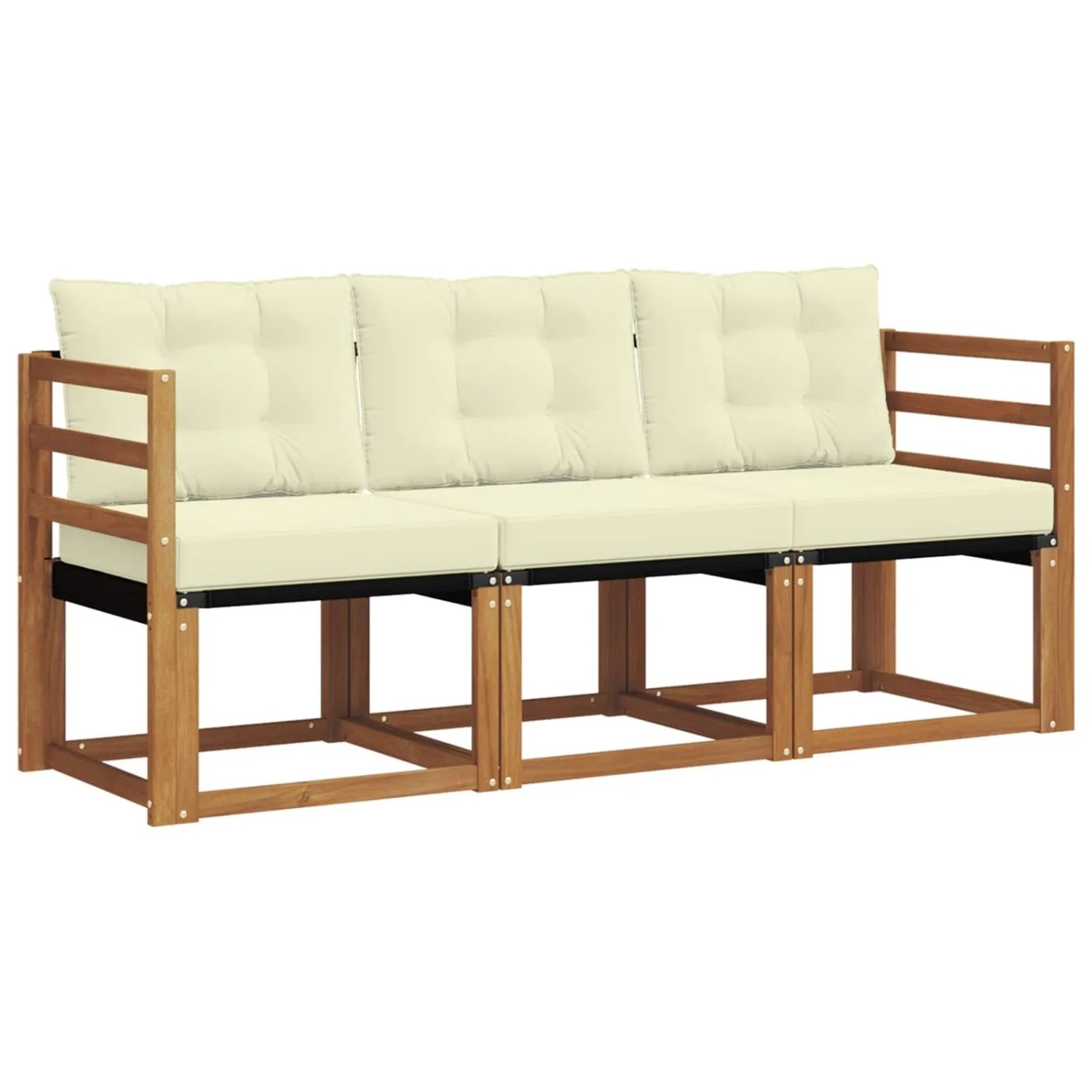 vidaXL Outdoor-Sofagarnitur mit Kissen 3-Tlg Natur und Creme 3368341