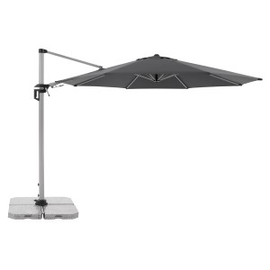 Anthrazitfarbener Doppler Ampelschirm Active Ø 372 cm mit Dreh- und Neigungsfunktion.