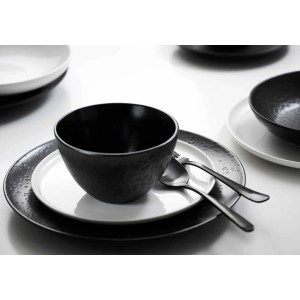 Ritzenhoff & Breker Kitwe Speiseteller 28cm 4er Set Schwarz, Steingut Geschirr mit Reaktivglasur.