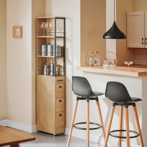 SoBuy Nischenregal NSR13-N mit Rollen, 3 Schubladen und offenen Fächern im modernen Küchendesign.