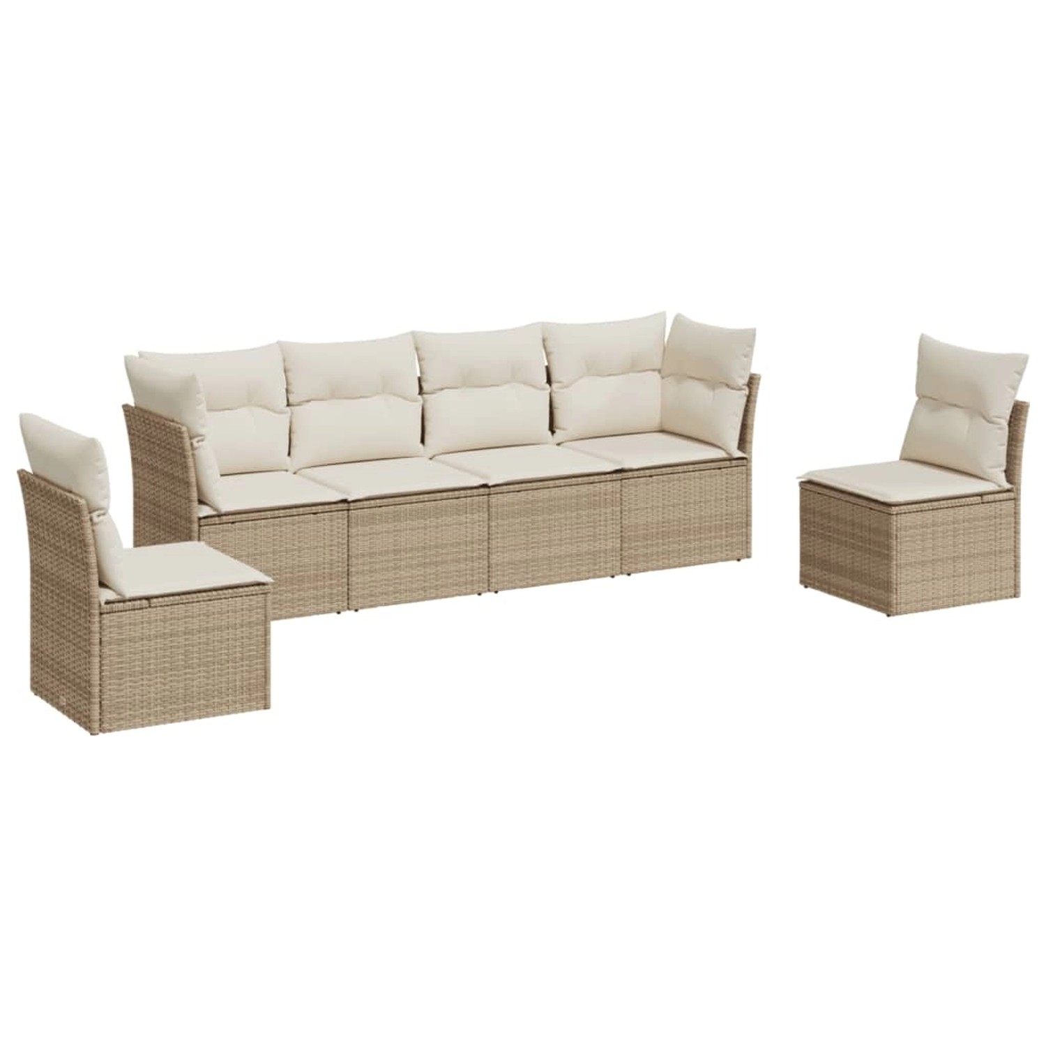 vidaXL 6-tlg Garten-Sofagarnitur mit Kissen Beige Poly Rattan Modell 42