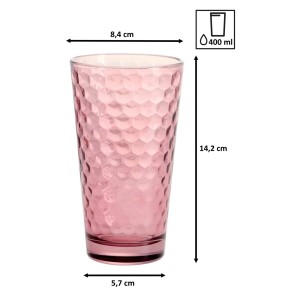 Ritzenhoff & Breker Longdrinkglas Favo, 400ml, Berry, mit Wabenstruktur.