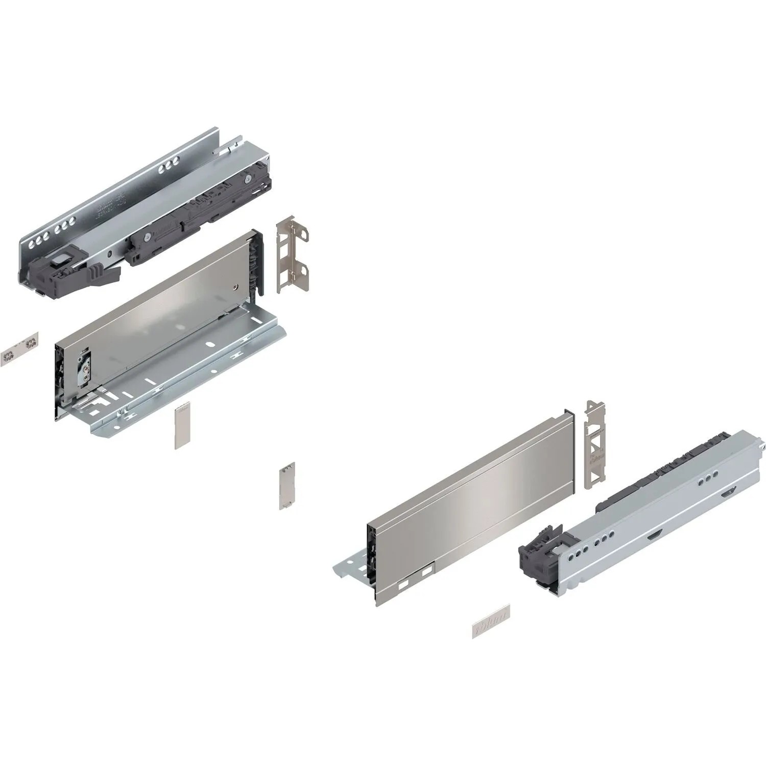 Blum Legrabox Pure Set Höhe M Tip-On Vollauszug 270 mm 40 kg Inox 1 Paar