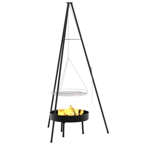 vidaXL Lagerfeuer Stativ 3 Stk Schwarz Stahl 42010332
