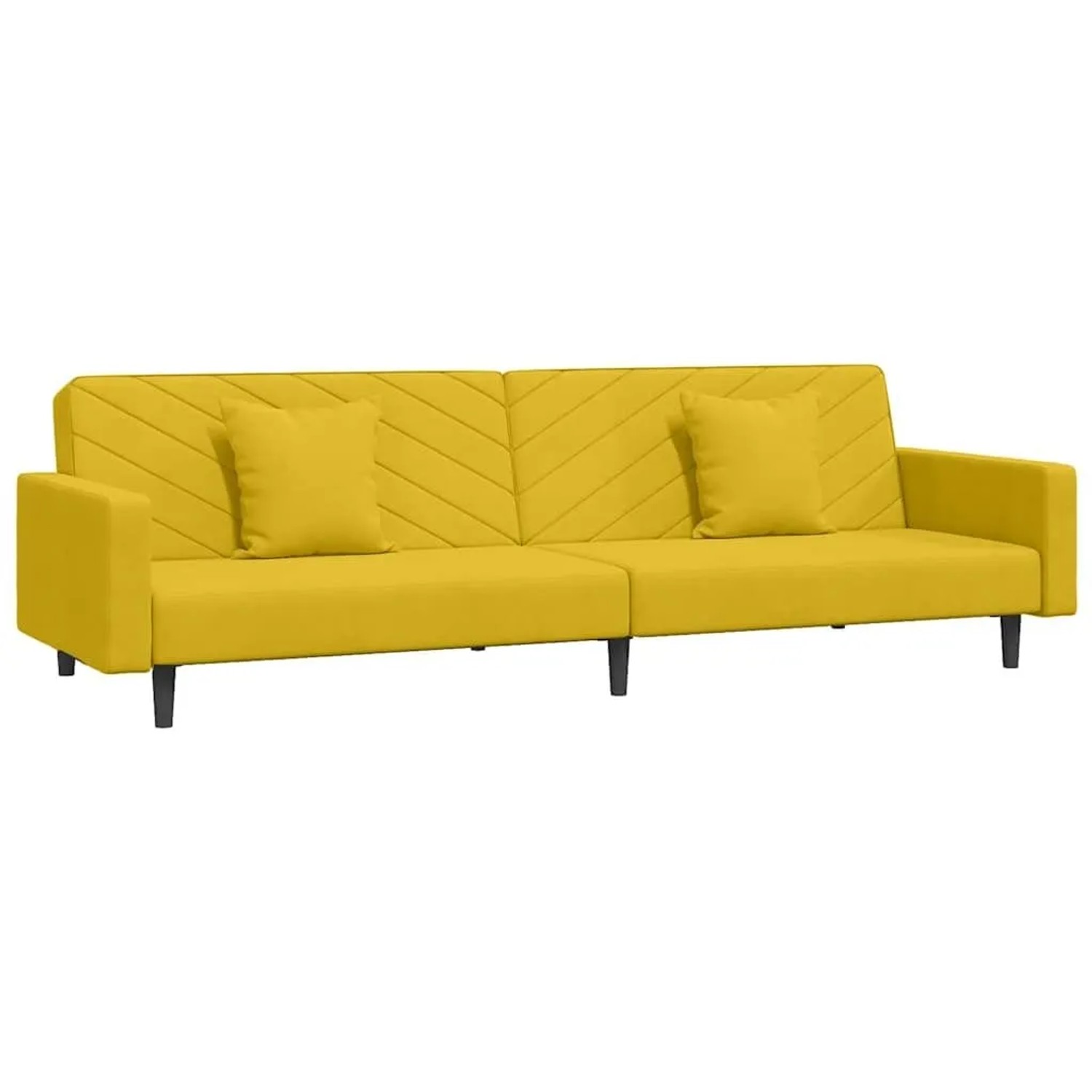 vidaXL Schlafsofa 2-Sitzer mit 2 Kissen Gelb Samt 375924