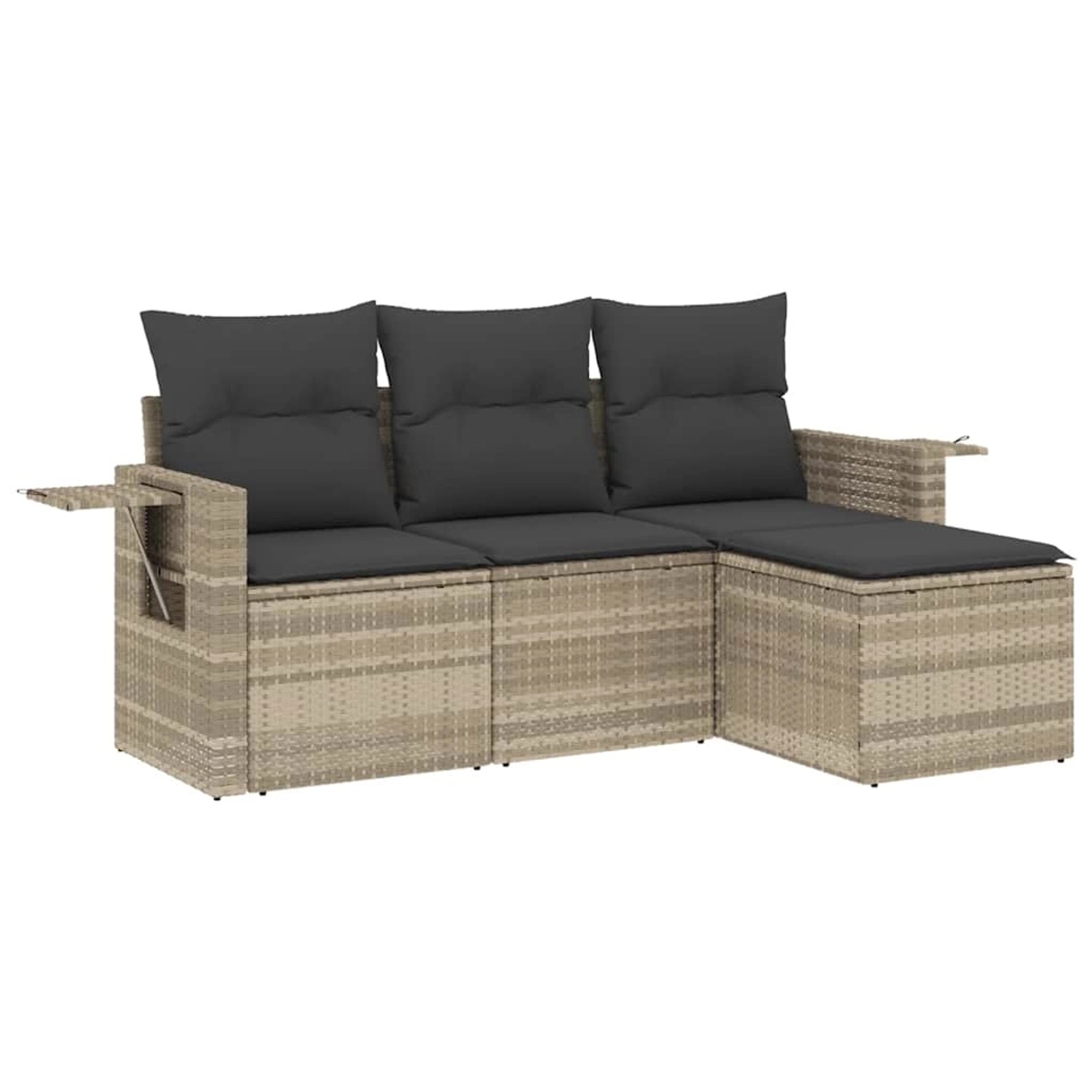 vidaXL 4-Tlg Garten-Sofagarnitur mit Kissen Hellgrau Poly Rattan 3220071 günstig online kaufen