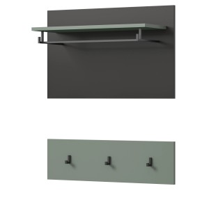 Inn.Furn Garderobenpaneel Set in Salbei und Grau 80 cm Cooper