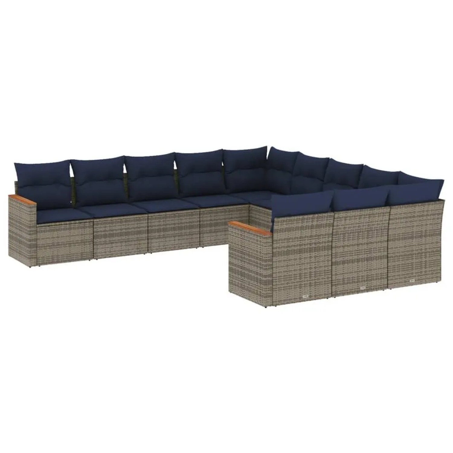 vidaXL 11-Tlg Gartensofa-Set mit Kissen Grau Polyrattan 3226432 günstig online kaufen