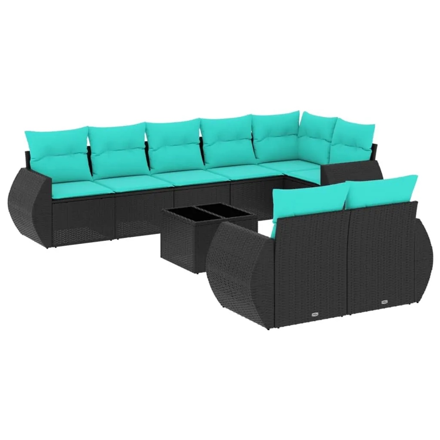 vidaXL 9-Tlg Gartensofa-Set mit Kissen Schwarzes Polyrattan 3221626 günstig online kaufen