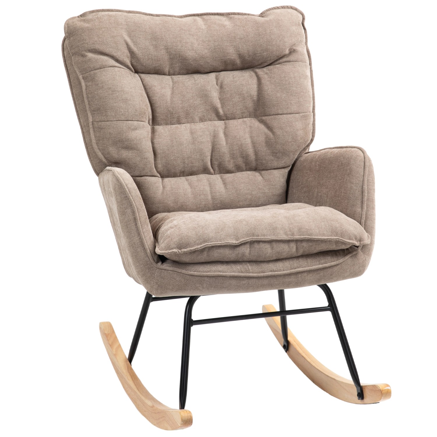 HOMCOM Schaukelstuhl Polyester Schaumstoff Braun 71L x 98,5B x 97H cm günstig online kaufen