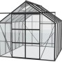 Vitavia Gewächshaus Uranus 8300, 8,3 m², schwarz, mit Aluminiumrahmen und Sicherheitsglas.