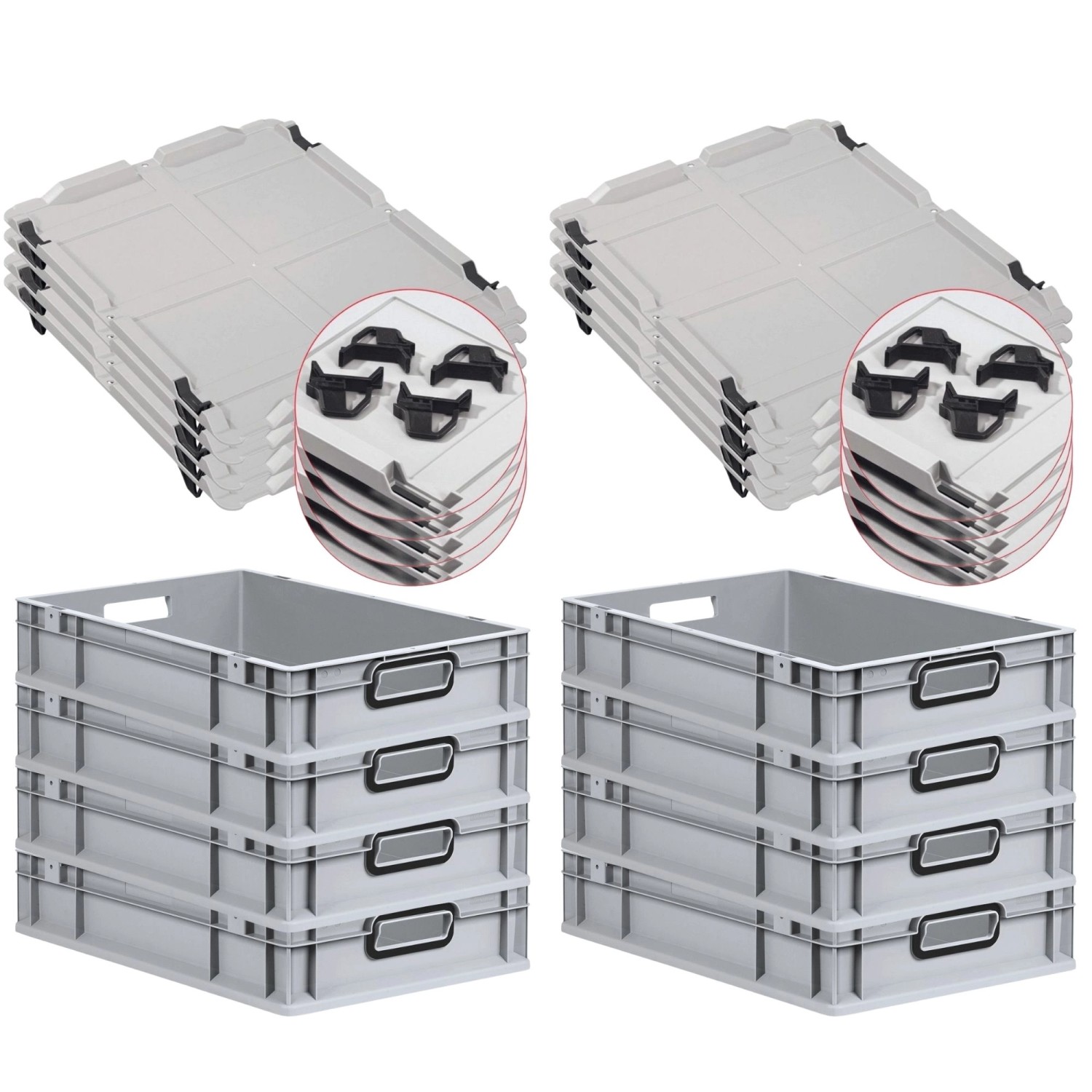 PROREGAL SuperSparSet 8x Eurobox Nextgen Color Mit Auflagedeckel HxBxT 12x4 günstig online kaufen