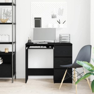vidaXL Schreibtisch in Schwarz Eichen-Optik (90x45x76 cm) mit 3 Schubladen.