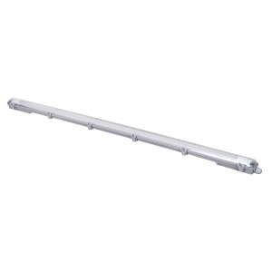 Lange, graue REV LED-Feuchtraumlichtleiste OmegaBasic, 126 cm, mit Montageclips. Für Innen- & Außenbereiche.
