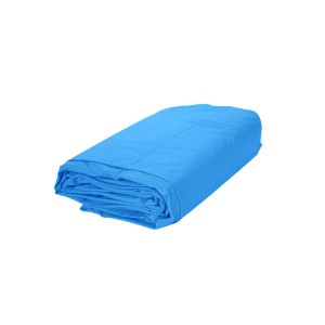 Zusammengelegte blaue Poolfolie 400x120cm mit Einhängebiese für Rundbecken.