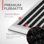 Bomoe AluGant Fußmatte, 60x90 cm, silberfarbener Aluminiumrahmen mit schwarzen Rips-Lamellen.