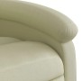 Detailansicht: Cremefarbener vidaXL Massagesessel aus Echtleder, Armlehne und Sitzfläche.