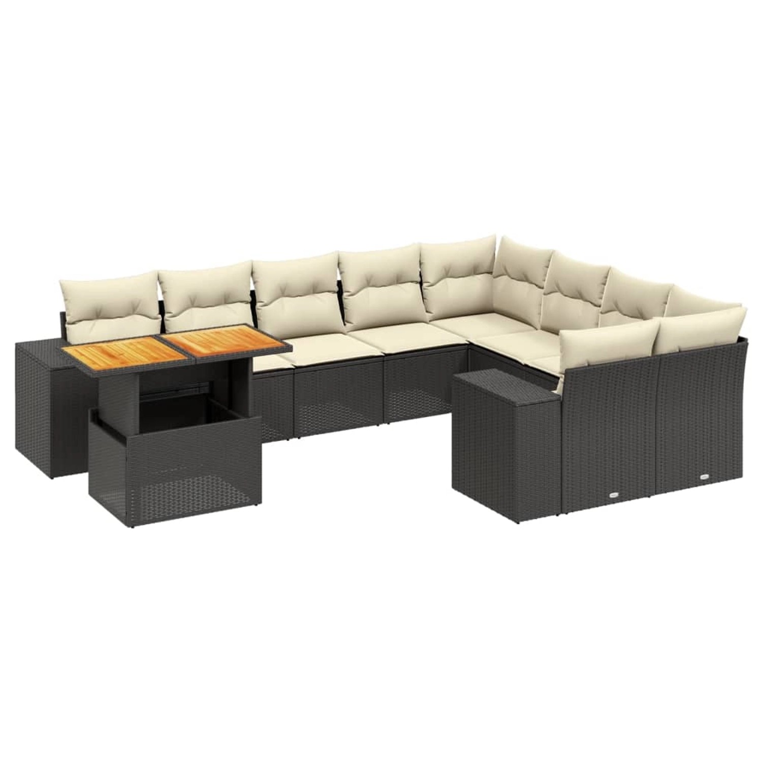 vidaXL 10-Tlg Garten-Sofagarnitur mit Kissen Schwarz Poly Rattan 3272799 günstig online kaufen