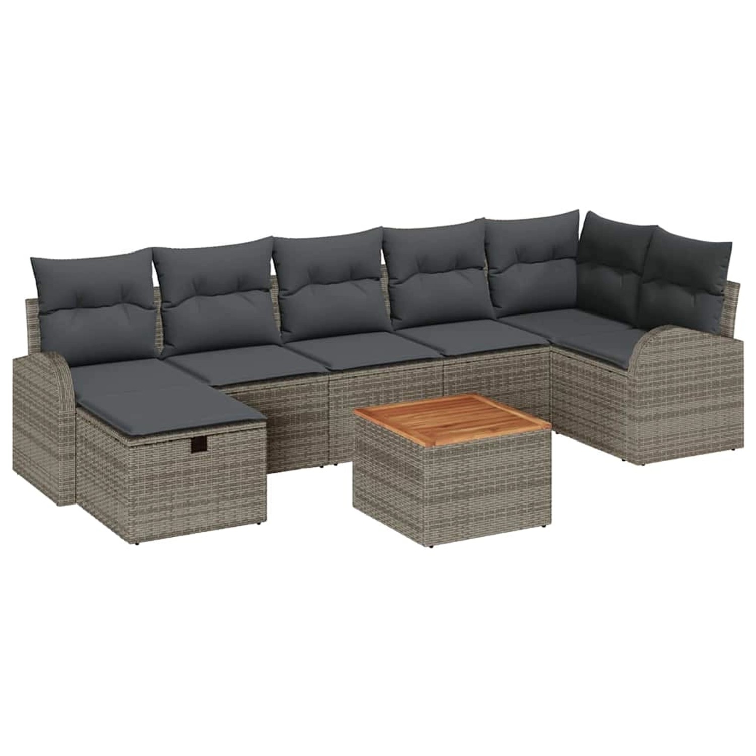 vidaXL Garten-Sofa-Set mit Kissen mit Speicher 8-Tlg Grau Poly Rattan 33595 günstig online kaufen
