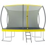 Rechteckiges Zero Gravity Gartentrampolin mit Sicherheitsnetz, Leiter und Bodenanker.