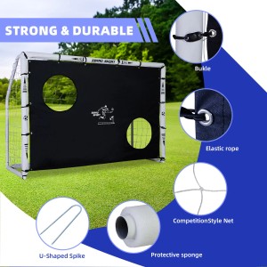 Weißes CCLIFE Fußballtor 180cm mit Torwand für Garten, Training und Spiel.