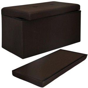 Dunkelbraune DuneDesign Faltbare Sitzbank/Truhe (76x38x38cm) mit abnehmbarem Deckel und Trennwand.