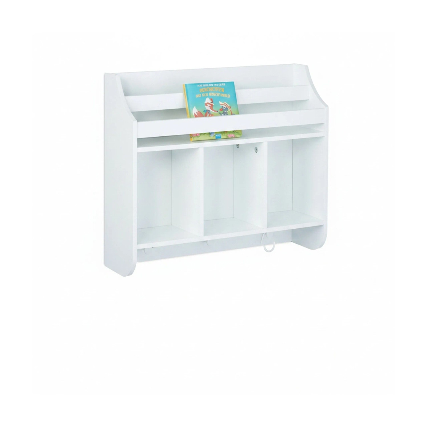 Relaxdays Kinderregal MDF Weiß mit 5 Fächern und 3 Haken 51,5 cm x 60 cm x 17,5 cm 5,7 kg