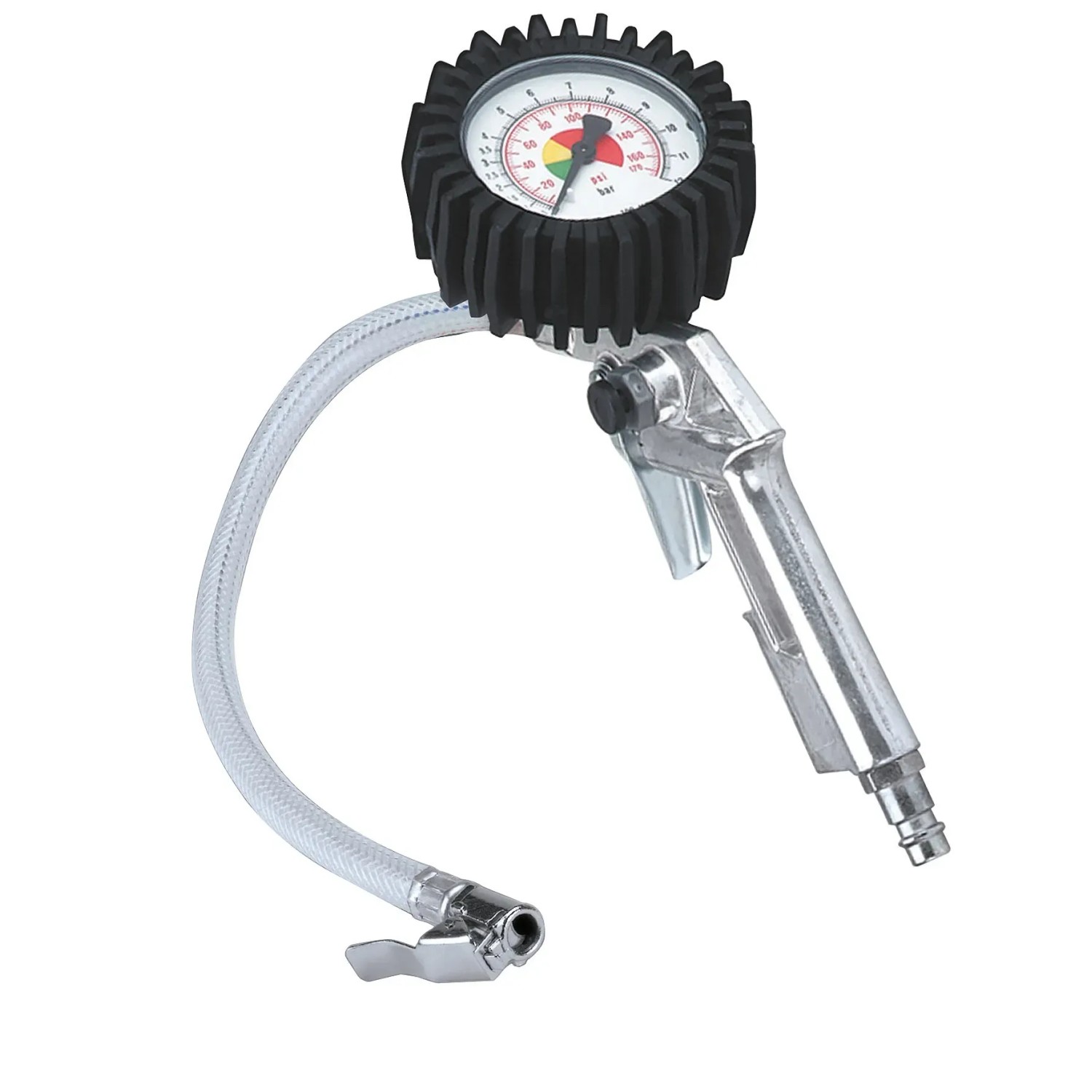 Einhell Reifenfüller mit Manometer aus dem Druckluftwerkzeug-Set für Kompressoren.