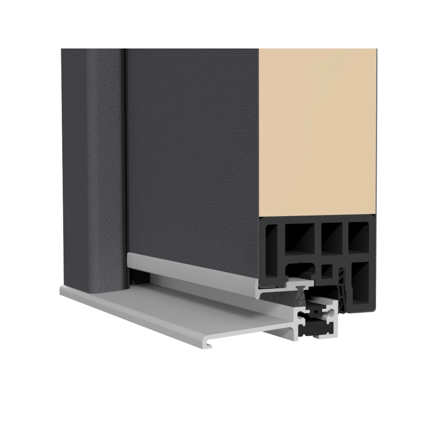 Detailansicht der Splendoor Thermospace Haustür Berlin Prime RC2 in Anthrazit, Fokus auf den unteren Türbereich.