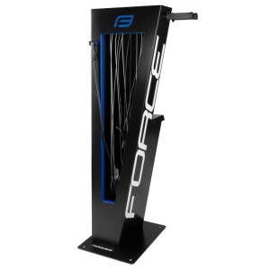 Schwarzer Force Fahrrad Selbstbedienungsständer SOS mit Werkzeugen für Radwege.