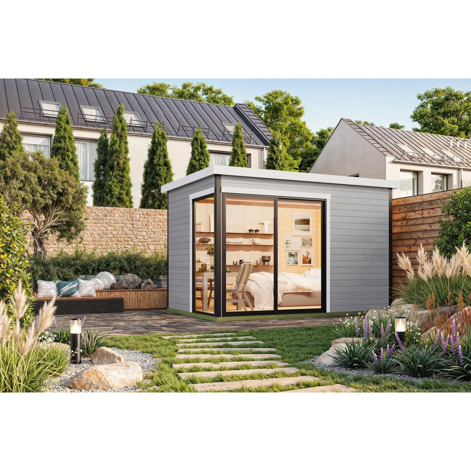 Lasita Gartenhaus Austin 2 Lichtgrau 360 cm x 240 cm