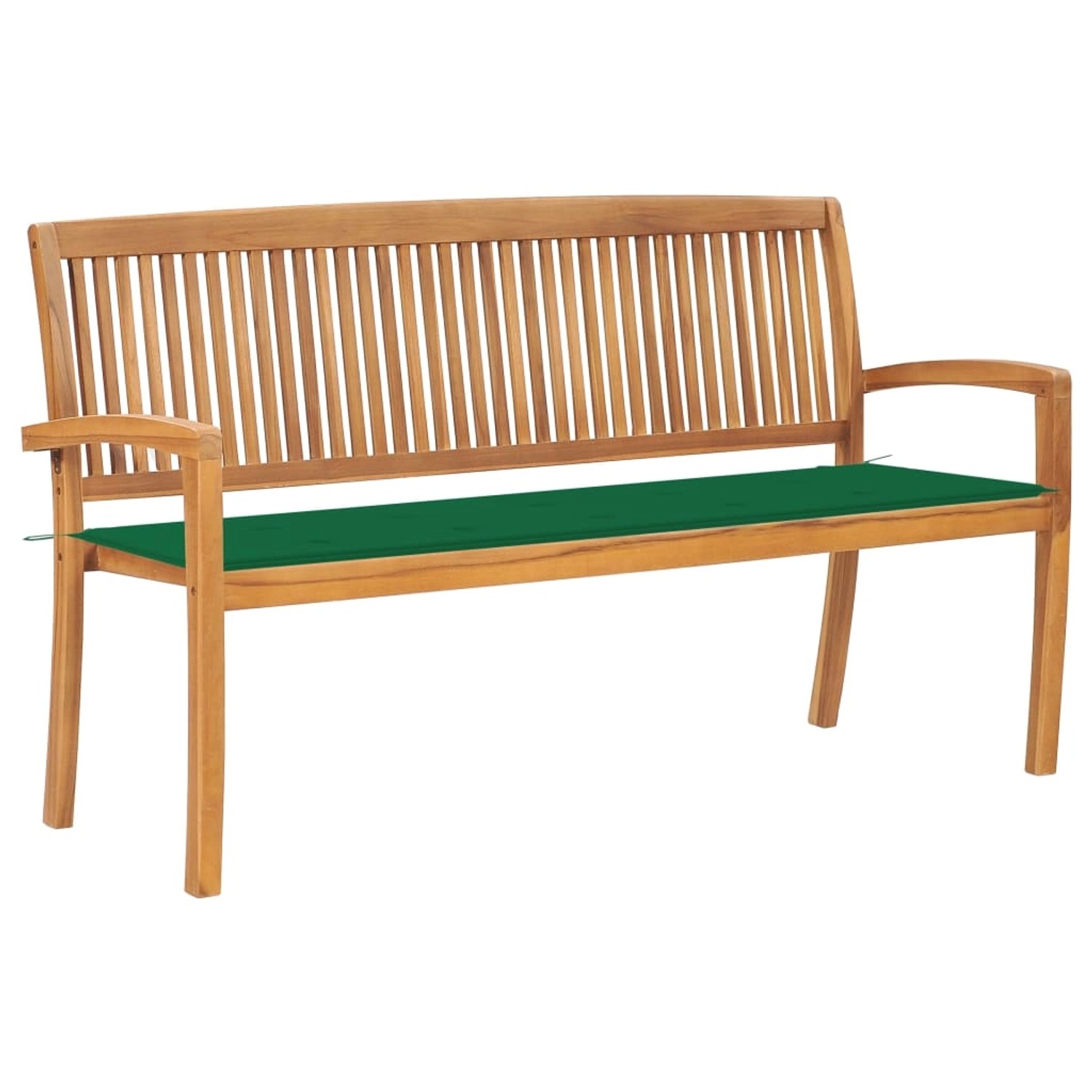 vidaXL Stapelbare Gartenbank mit Auflage 159 cm Massivholz Teak 3063311